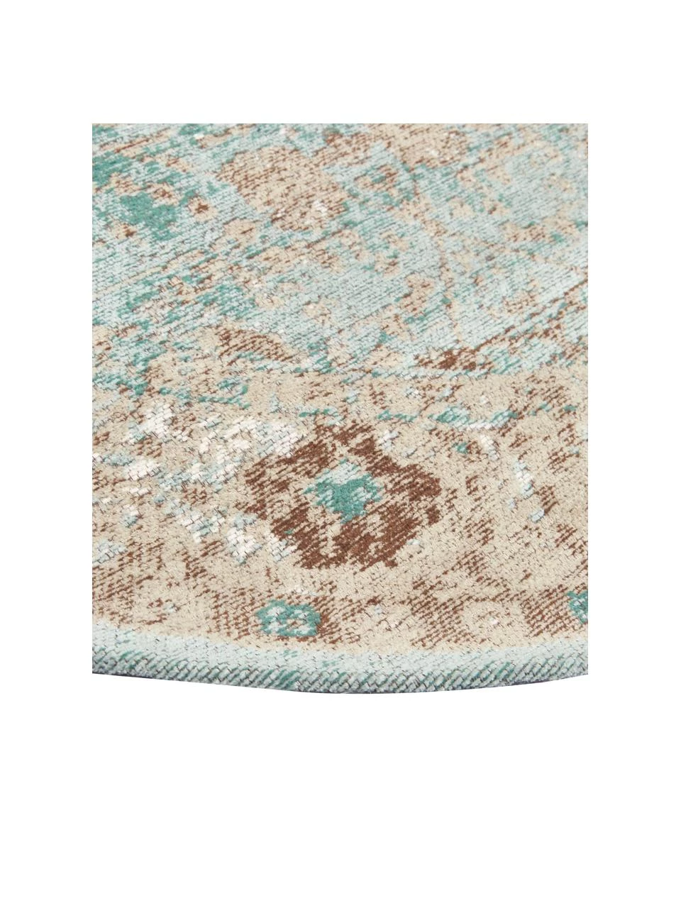 Westwing Collection Runder Vintage Chenilleteppich Rimini in Türkis-Braun, handgewebt, Ø 150 cm (Größe M)Nur noch wenige verfügbar 5 Westwing Collection Runder Vintage Chenilleteppich Rimini in Türkis-Braun, handgewebt, Ø 150 cm (Größe M)Nur noch wenige verfügbar – Bild 3