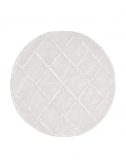 Westwing Collection Runder Viskoseteppich Shiny in Silbergrau mit Rautenmuster, Ø 120 cm (Größe S)