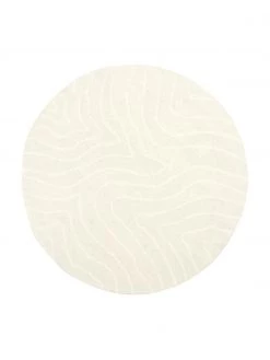 Westwing Collection Runder Wollteppich Aaron in Cremeweiß, handgetuftet, Ø 120 cm (Größe S)