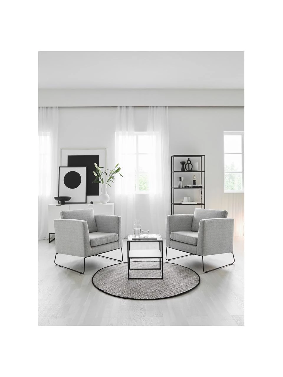 Westwing Collection Runder Wollteppich Amaro in Schwarz/Creme, handgewebt, Ø 140 cm (Größe M) 4 Westwing Collection Runder Wollteppich Amaro in Schwarz/Creme, handgewebt, Ø 140 cm (Größe M) – Bild 2