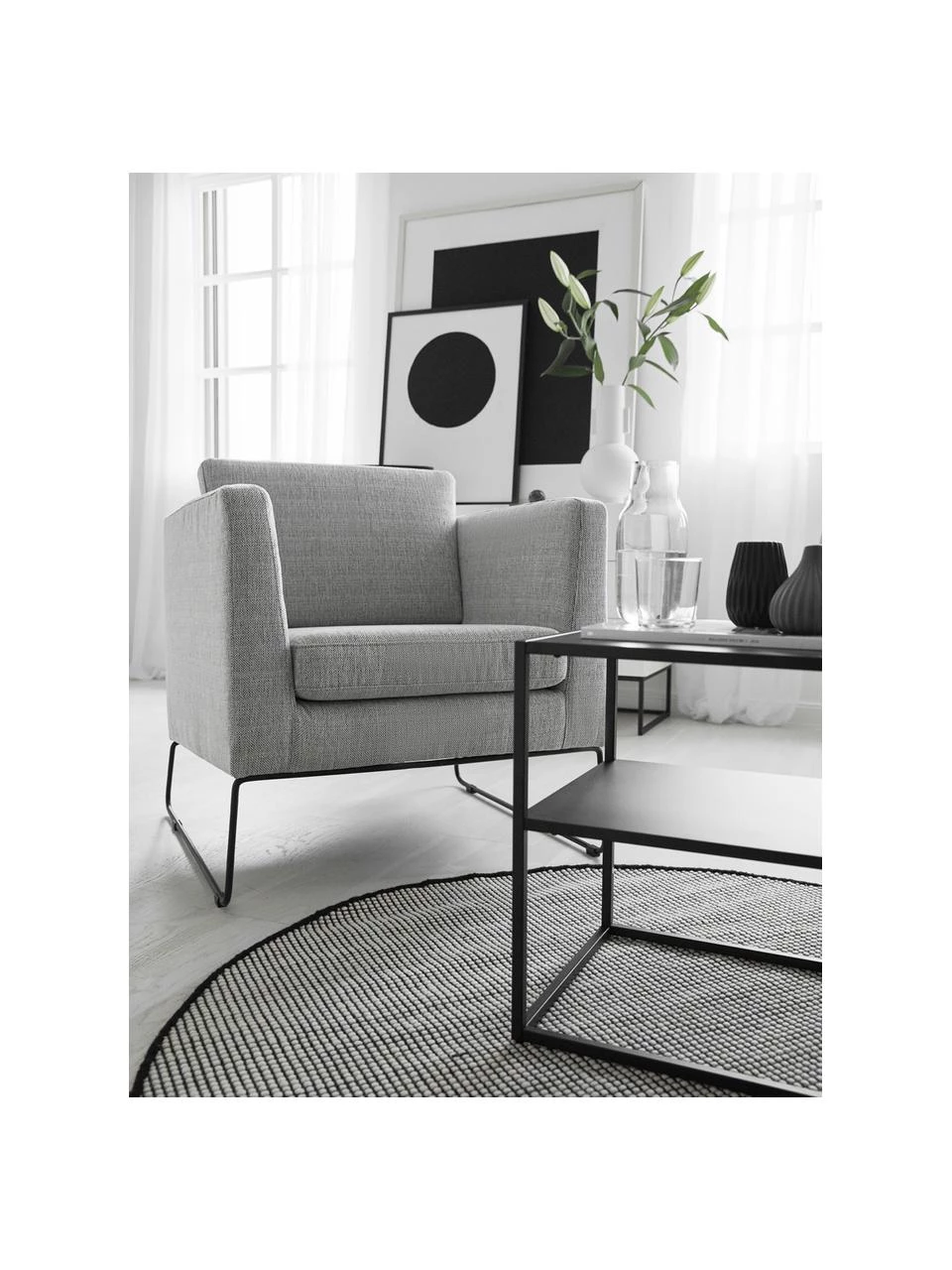 Westwing Collection Runder Wollteppich Amaro in Schwarz/Creme, handgewebt, Ø 140 cm (Größe M) 8 Westwing Collection Runder Wollteppich Amaro in Schwarz/Creme, handgewebt, Ø 140 cm (Größe M) – Bild 6