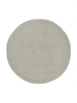 Westwing Collection Runder Wollteppich Mason in Hellgrau, handgetuftet, Ø 120 cm (Größe S)