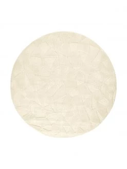 Westwing Collection Runder Wollteppich Rory in Cremeweiß, handgetuftet, Ø 120 cm (Größe S)