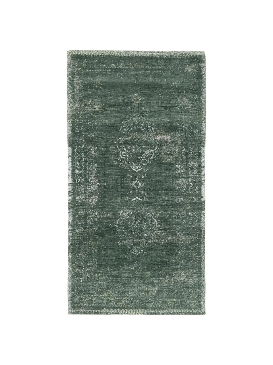 Louis de Poortere Vintage Chenilleteppich Medaillon in Dunkelgrün/Beige, B 80 x L 150 cm (Größe XS) 3 Louis de Poortere Vintage Chenilleteppich Medaillon in Dunkelgrün/Beige, B 80 x L 150 cm (Größe XS)