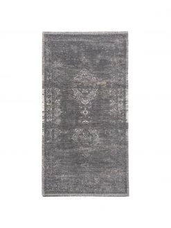 Louis de Poortere Vintage Chenilleteppich Medaillon in Grau/Beige, B 80 x L 150 cm (Größe XS)