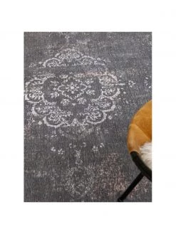 Louis de Poortere Vintage Chenilleteppich Medaillon in Grau/Beige, B 80 x L 150 cm (Größe XS) -Teppiche Verkaufsgeschäft Vintage Chenilleteppich Medaillon in GrauBeige 4