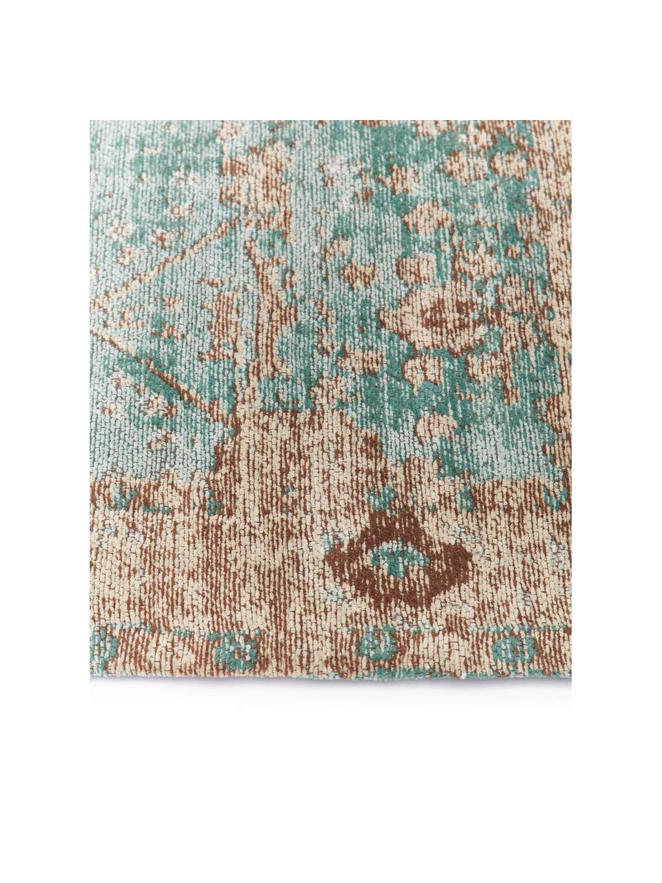 Westwing Collection Vintage Chenilleteppich Rimini in Türkis-Braun, handgewebt, B 80 x L 150 cm (Größe XS) 4 Westwing Collection Vintage Chenilleteppich Rimini in Türkis-Braun, handgewebt, B 80 x L 150 cm (Größe XS) – Bild 2