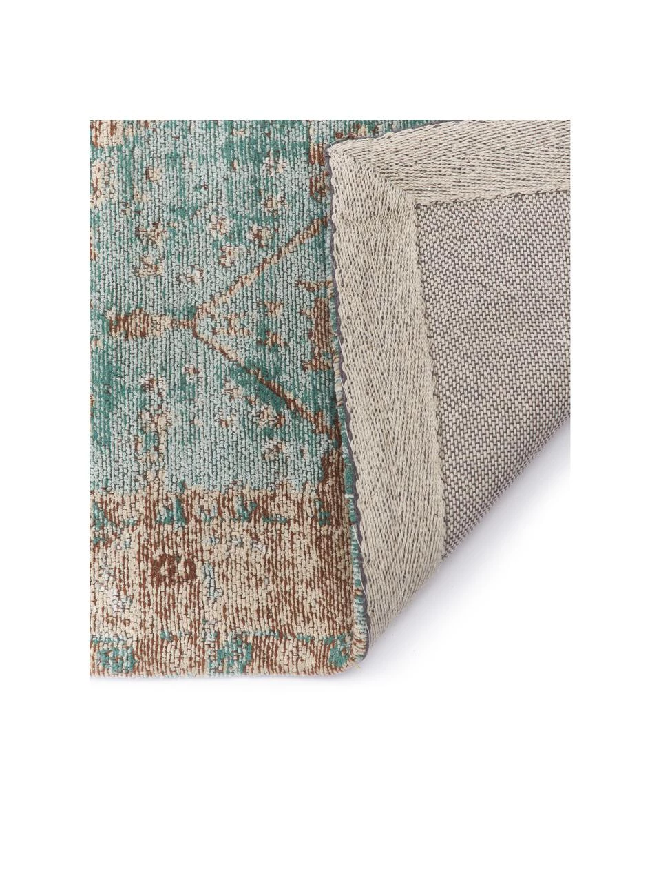 Westwing Collection Vintage Chenilleteppich Rimini in Türkis-Braun, handgewebt, B 80 x L 150 cm (Größe XS) 6 Westwing Collection Vintage Chenilleteppich Rimini in Türkis-Braun, handgewebt, B 80 x L 150 cm (Größe XS) – Bild 4