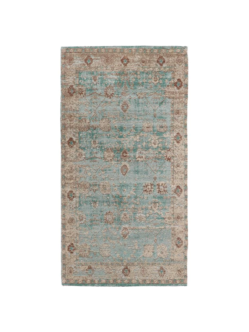 Westwing Collection Vintage Chenilleteppich Rimini in Türkis-Braun, handgewebt, B 80 x L 150 cm (Größe XS) 3 Westwing Collection Vintage Chenilleteppich Rimini in Türkis-Braun, handgewebt, B 80 x L 150 cm (Größe XS)