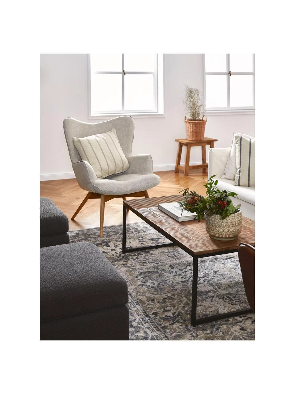 Vintage Teppich Malta in Blau-Beige, B 120 x L 170 cm (Größe S) 4 Vintage Teppich Malta in Blau-Beige, B 120 x L 170 cm (Größe S) – Bild 2